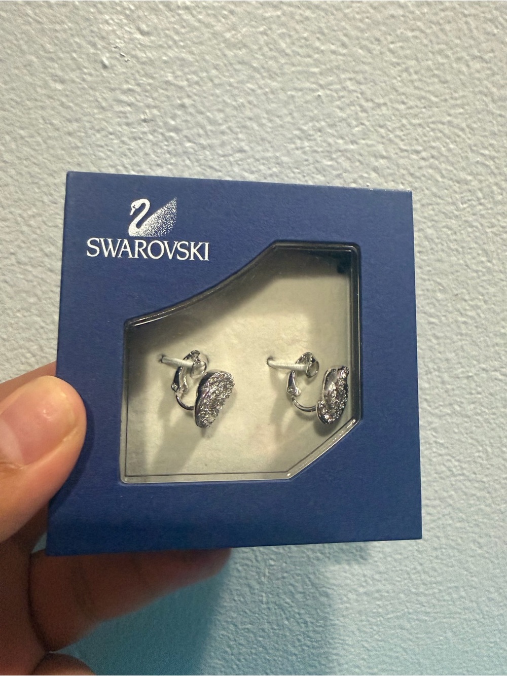 Swarovski Silver Crystal Clip-On Oval Earrings